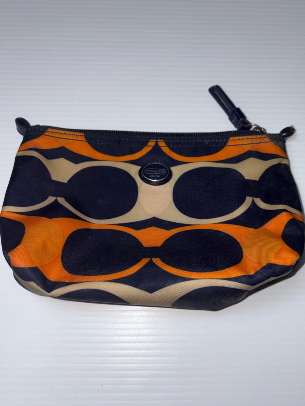 Coach Orange, Black & Cream Signature Zip Pouch